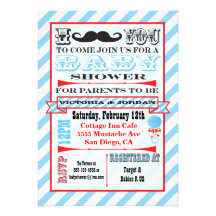 Mustache Couples Baby Shower Invitations