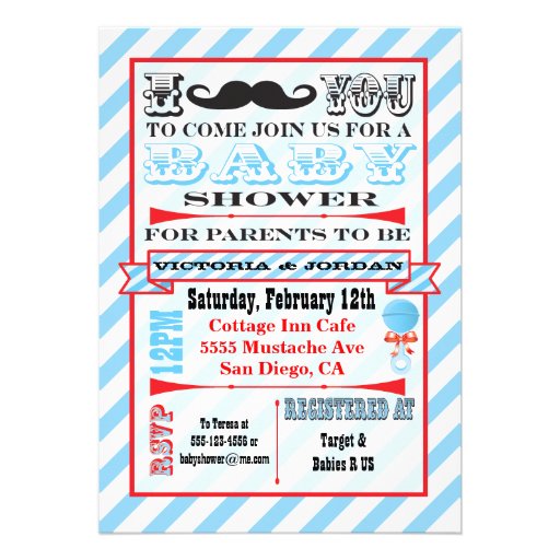 Mustache Couples Baby Shower Invitations