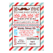 Mustache Couples Baby Shower Invitations