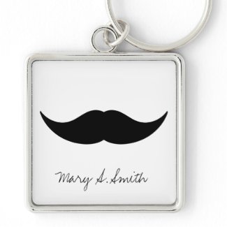 Mustache Custom Name keychain