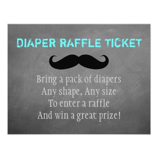 Mustache Diaper Raffle Ticket Personalized Invites