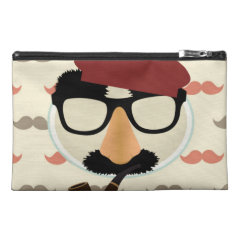 Mustache Disguise Glasses Pipe Beret Face Travel Accessory Bags