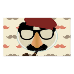 Mustache Disguise Glasses Pipe Beret Face Business Cards