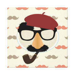 Mustache Disguise Glasses Pipe Beret Face Gallery Wrap Canvas
