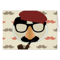 Mustache Disguise Glasses Pipe Beret Face Card