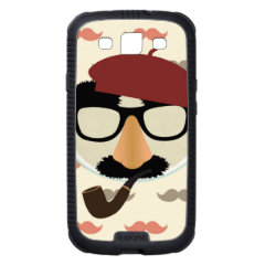 Mustache Disguise Glasses Pipe Beret Face Samsung Galaxy SIII Case