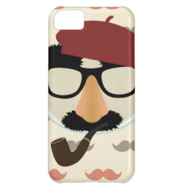 Mustache Disguise Glasses Pipe Beret Face Case For iPhone 5C