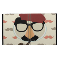 Mustache Disguise Glasses Pipe Beret Face iPad Folio Cases