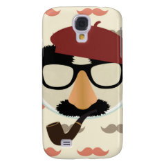Mustache Disguise Glasses Pipe Beret Face Samsung Galaxy S4 Covers