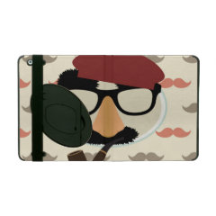 Mustache Disguise Glasses Pipe Beret Face iPad Cases