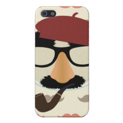 Mustache Disguise Glasses Pipe Beret Face Cases For iPhone 5
