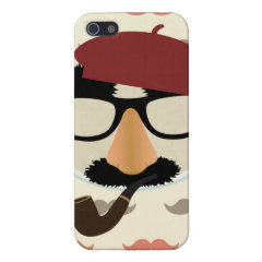 Mustache Disguise Glasses Pipe Beret Face Case For iPhone 5