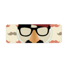 Mustache Disguise Glasses Pipe Beret Face Return Address Label