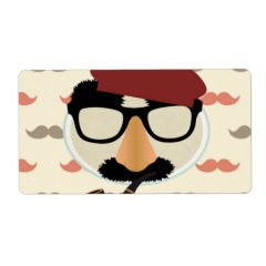 Mustache Disguise Glasses Pipe Beret Face Shipping Labels