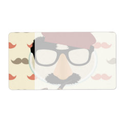 Mustache Disguise Glasses Pipe Beret Face Personalized Shipping Labels