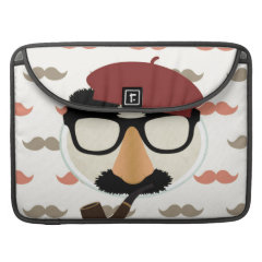 Mustache Disguise Glasses Pipe Beret Face MacBook Pro Sleeves