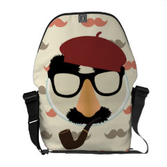 Mustache Disguise Glasses Pipe Beret Face Messenger Bag