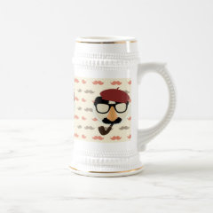 Mustache Disguise Glasses Pipe Beret Face Coffee Mug