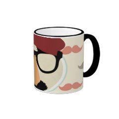 Mustache Disguise Glasses Pipe Beret Face Coffee Mugs
