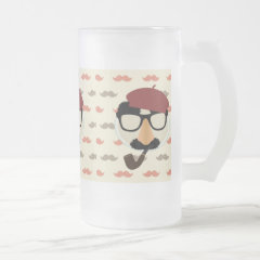Mustache Disguise Glasses Pipe Beret Face Glass Beer Mugs