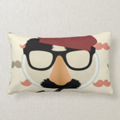 Mustache Disguise Glasses Pipe Beret Face Throw Pillow