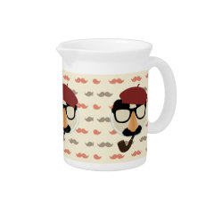 Mustache Disguise Glasses Pipe Beret Face Drink Pitchers