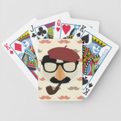 Mustache Disguise Glasses Pipe Beret Face Playing Cards