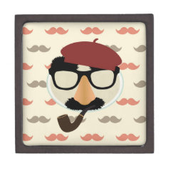 Mustache Disguise Glasses Pipe Beret Face Premium Jewelry Boxes