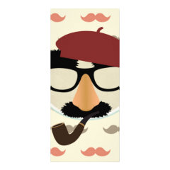 Mustache Disguise Glasses Pipe Beret Face Custom Rack Cards