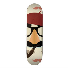 Mustache Disguise Glasses Pipe Beret Face Skateboards