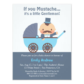 Mustache Gentleman Baby Boy Shower Invitations