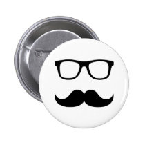 Mustache glasses button