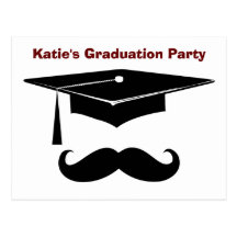 Mustache Graduation Post Cards