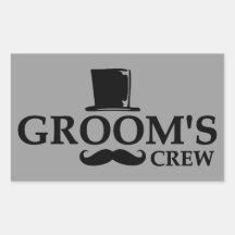 Mustache Groom's Crew Rectangular Stickers
