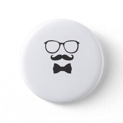 Mustache Hipster Bowtie Glasses Buttons