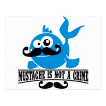 mustache is not a crime postcard