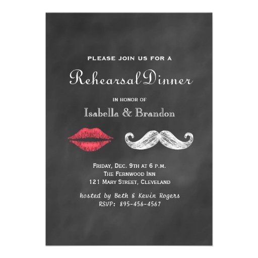 Mustache & Lips Rehearsal Dinner Invitation