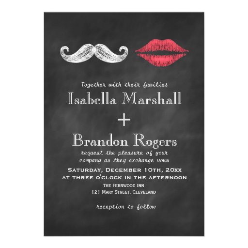 Mustache & Lips Wedding Invitation