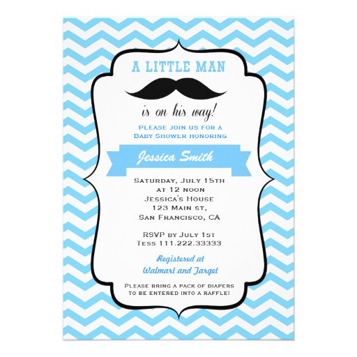 Mustache Little Man Baby Shower Invitation