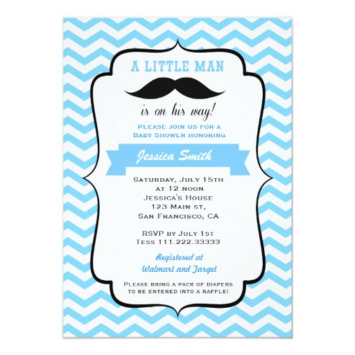 Mustache Little Man Baby Shower Invitation  Zazzle