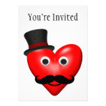 Mustache Love With Tophat invitations