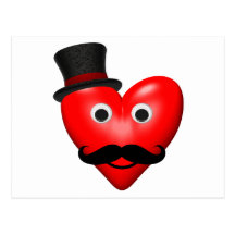 Mustache Love With Tophat Postcard