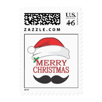 Mustache Merry Christmas Postage Stamp