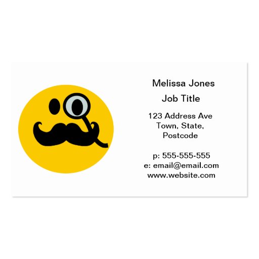 Mustache monocle Smiley Business Card Template (front side)