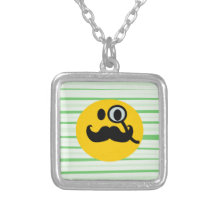 Mustache monocle Smiley Custom Necklace