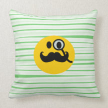 Mustache monocle Smiley Pillow