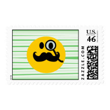 Mustache monocle Smiley Postage Stamp
