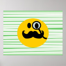 Mustache monocle Smiley Posters