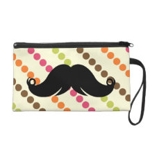Mustache on a 70s Retro Pattern Wristlets