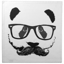 Mustache Pandaz In Da Disco Cloth Napkins